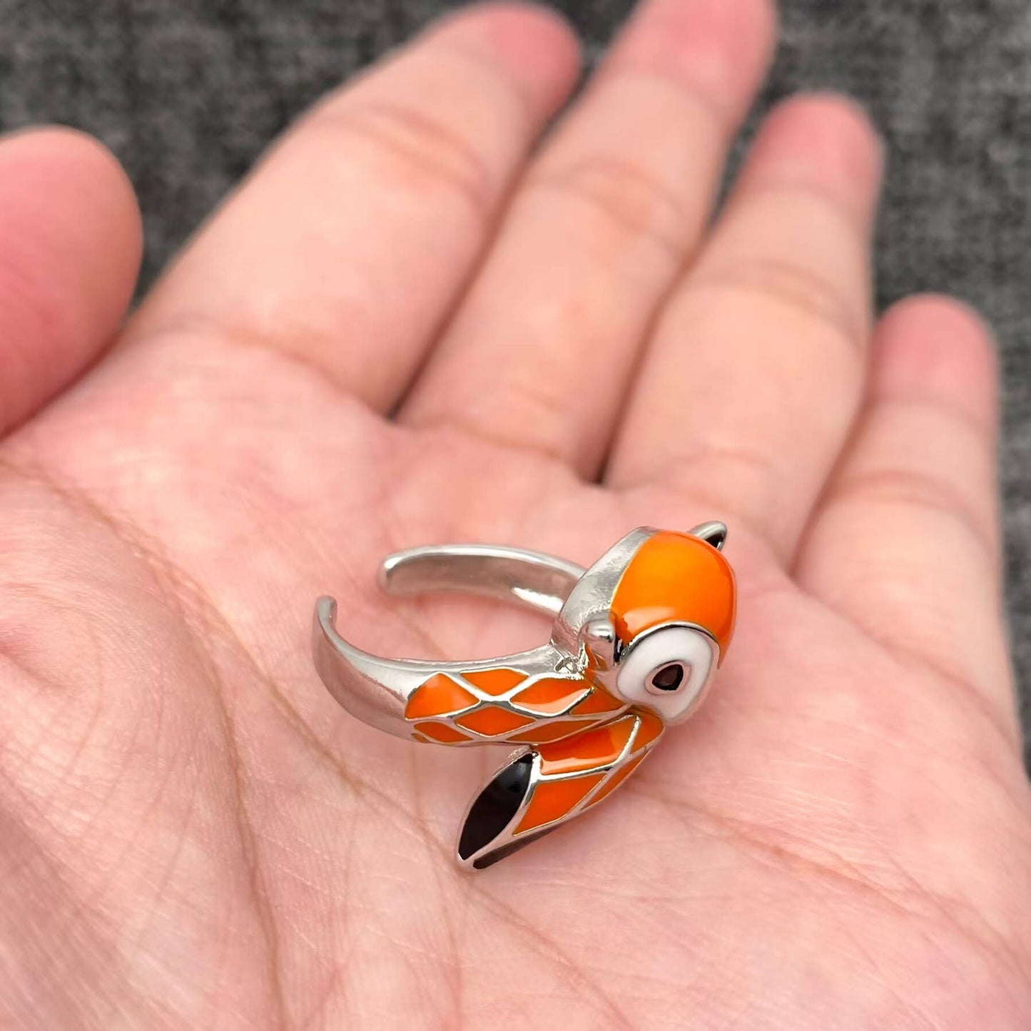 Enamel Fox Adjustable Ring
