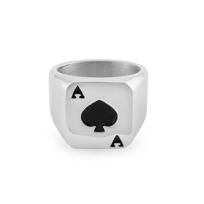 Black Ace Of Spades Signet Ring ☆ Stainless Steel