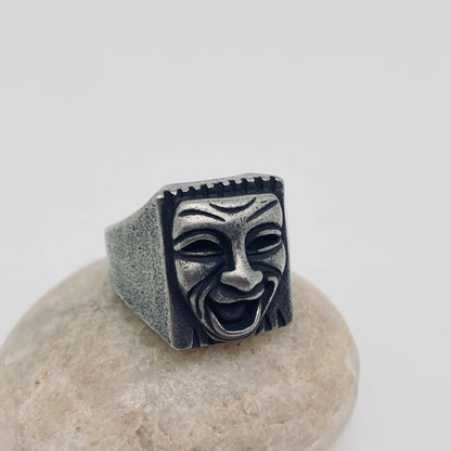 Comedy/Tragedy Ring 🎭 Stainless Steel Smiling Face and Crying Face Ring