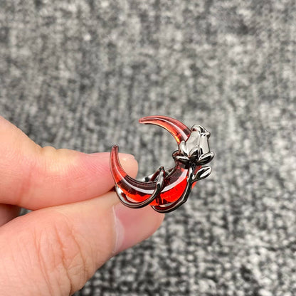 Gothic Rose Wrapped Red Crescent Moon Ring
