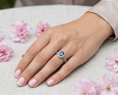 Natural Sapphire White Bronze & Rhodium 