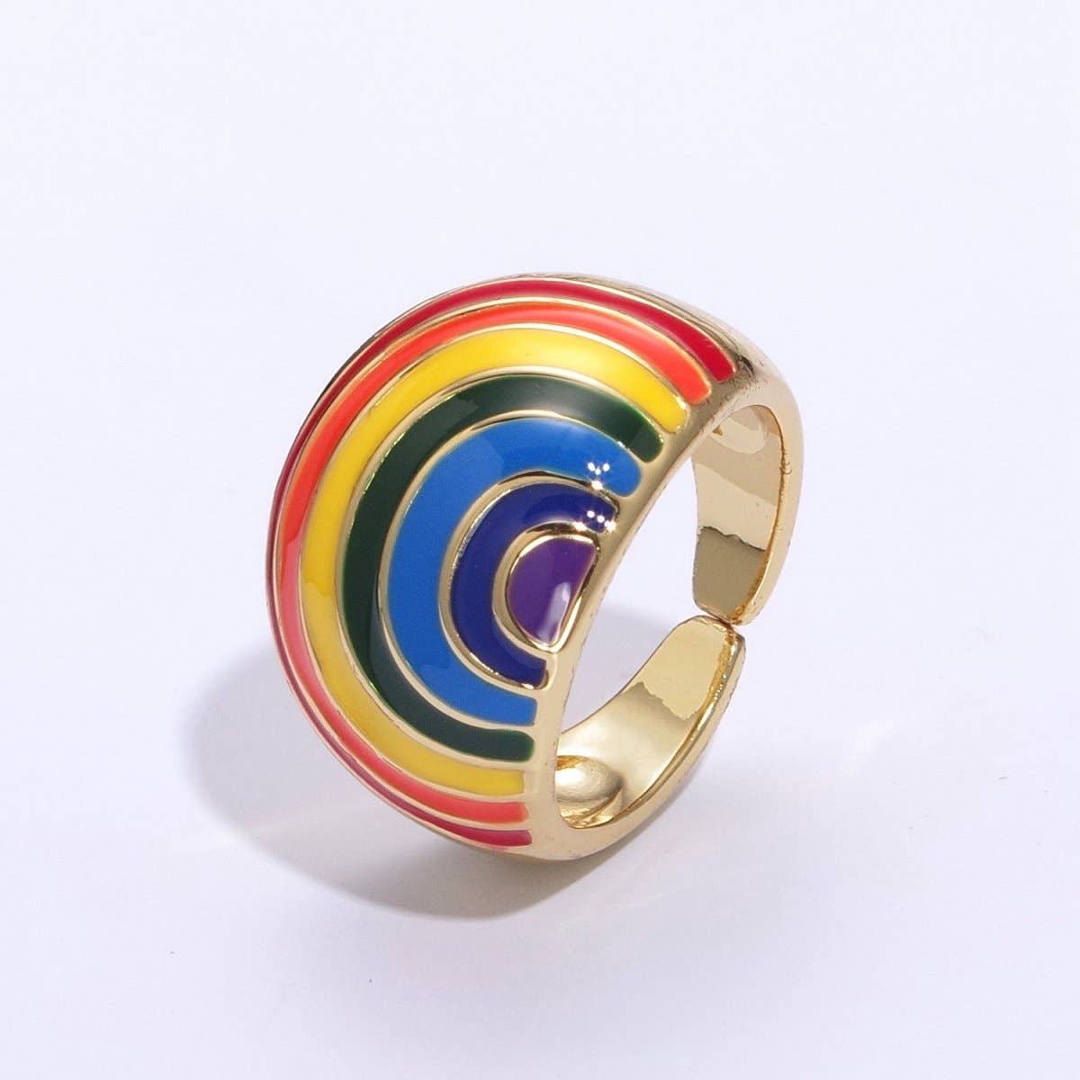 🌈 PRIDE Enamel Rainbow Dome Ring