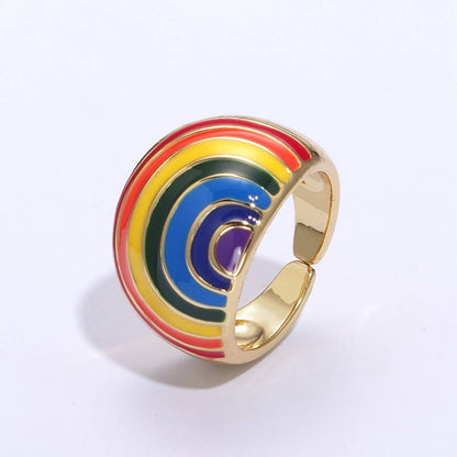 🌈 PRIDE Enamel Rainbow Dome Ring