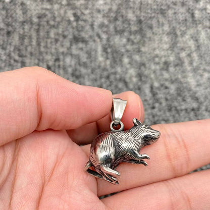 Stainless Steel Mouse Charm Pendant With Chain