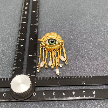 Turkish Nazar 🧿 Evil Eye Freshwater Pearl & Cubic Zirconia Tassel Post Earrings