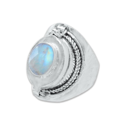 Handmade Silver-Plated Poison Rings with Semiprecious Gemstones