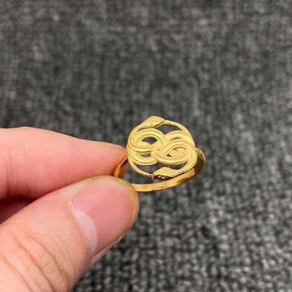 Double Snake Knot Gold Plated Stainless Steel Ring