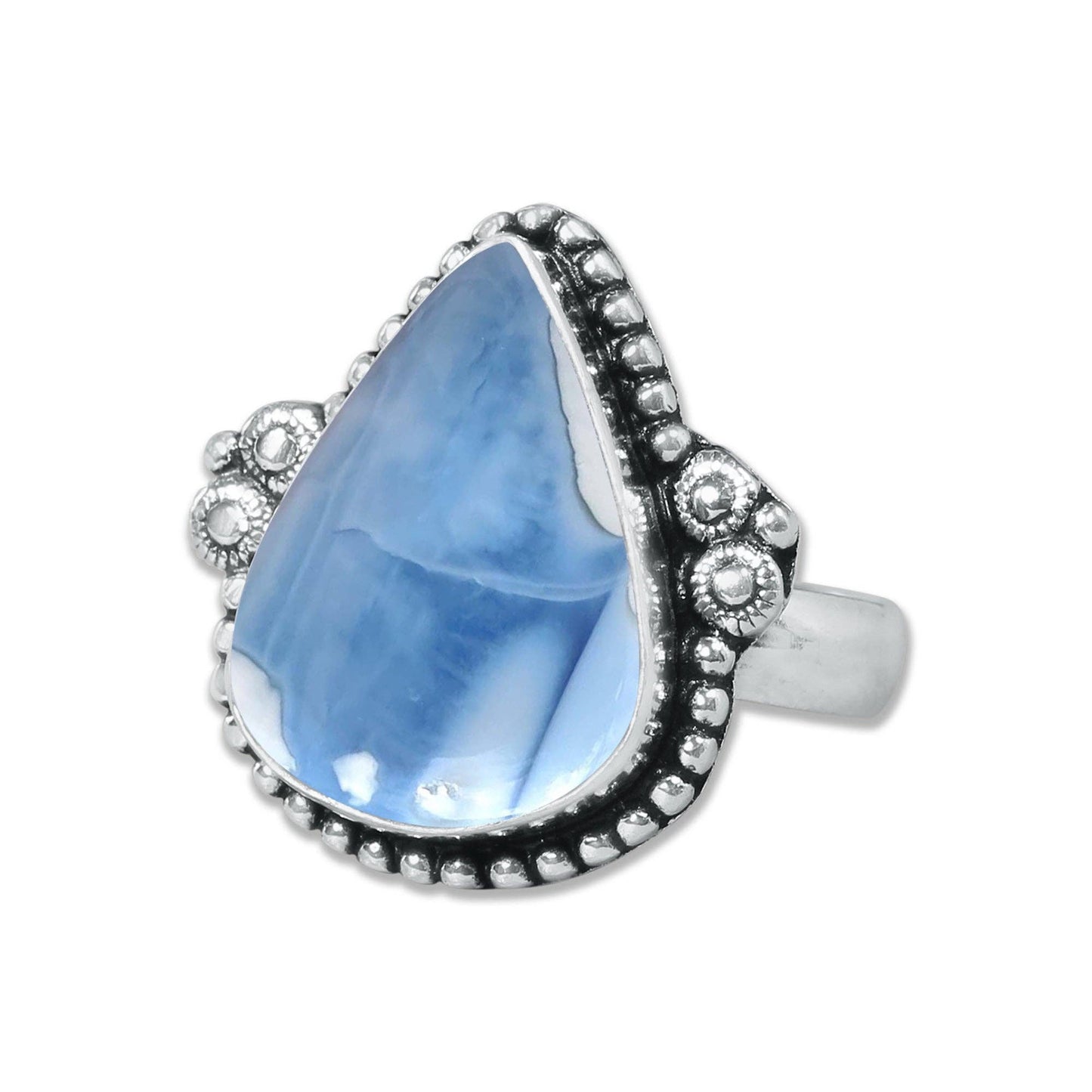 Blue Owyhee Opal Rings ☆ Handmade, Silver-Plated, Soft Sky-Toned Gemstone