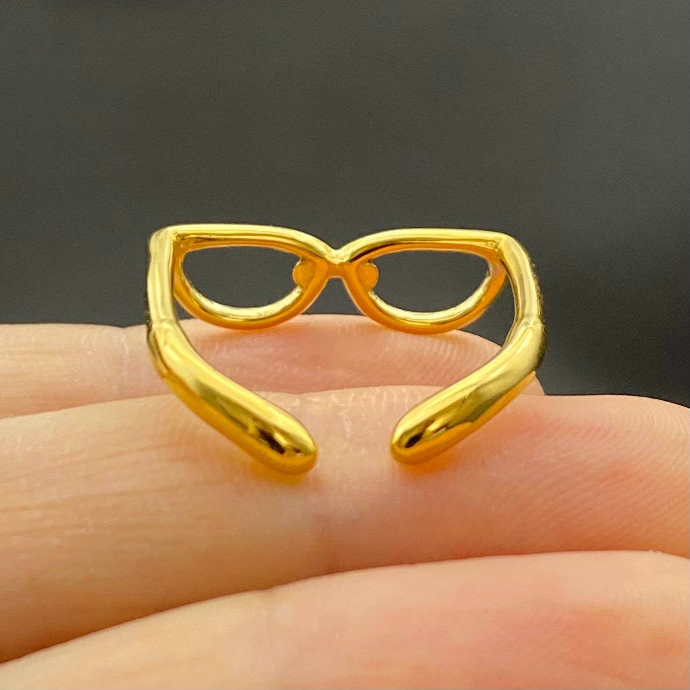 18K Gold Plated Glasses Ring