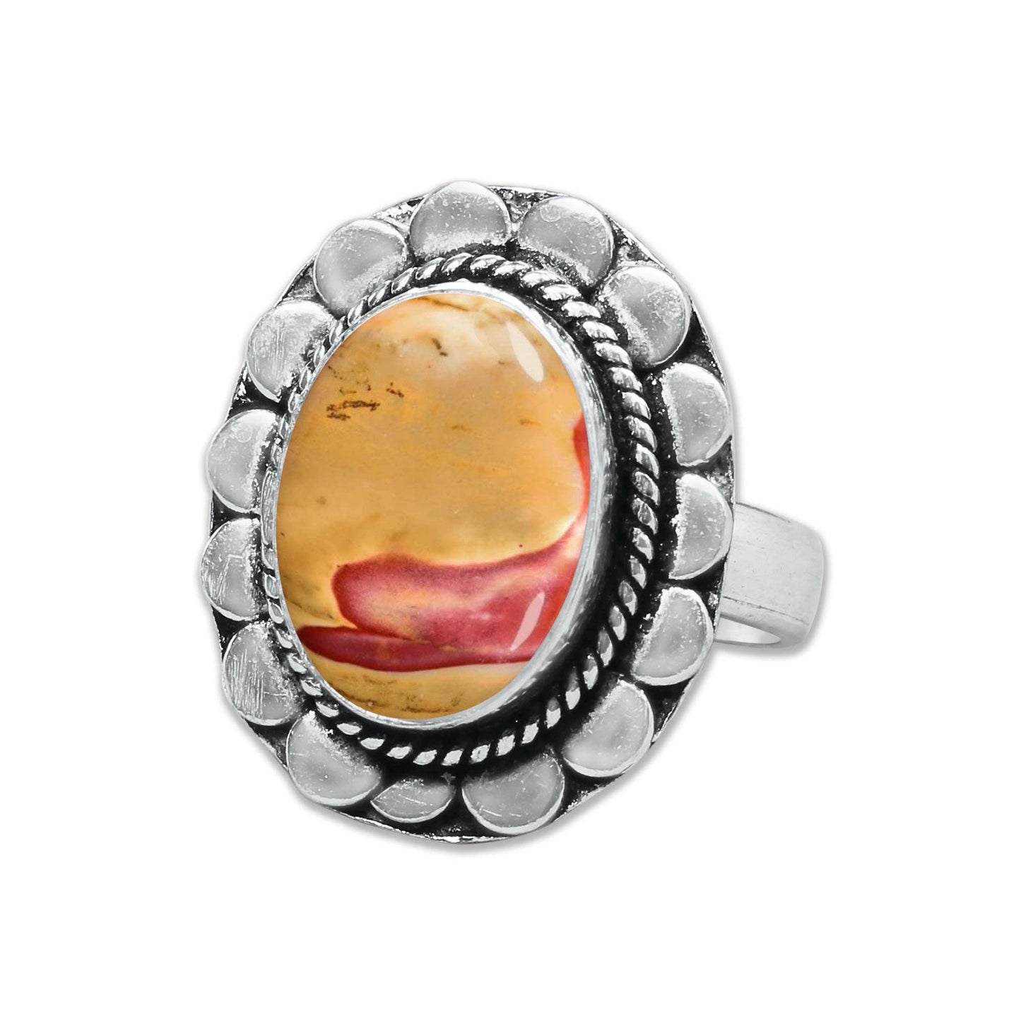 Mookaite Jasper Rings – Handmade, Silver-Plated ☆ Bold Earth Tones