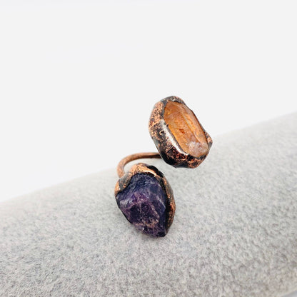 Natural Stone Irregular Fluorite Crystal Adjustable Ring