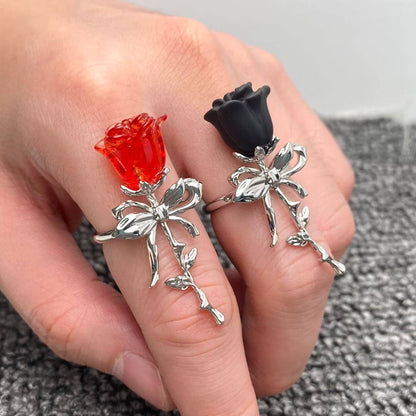 Gothic Rose Ring - Black or Red