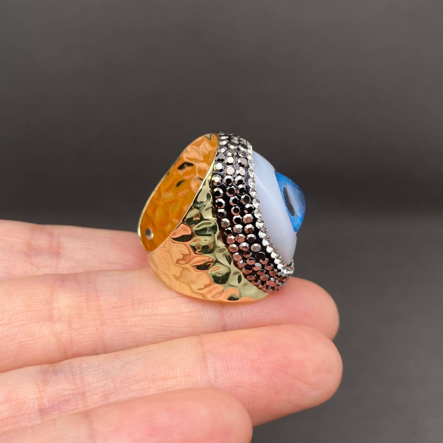 Swarovski Crystal Inlaid Evil Eye Ring