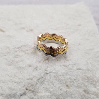 Triple Stacked Wave Ring