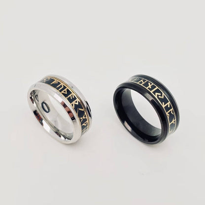 Viking Runes Titanium Steel Ring