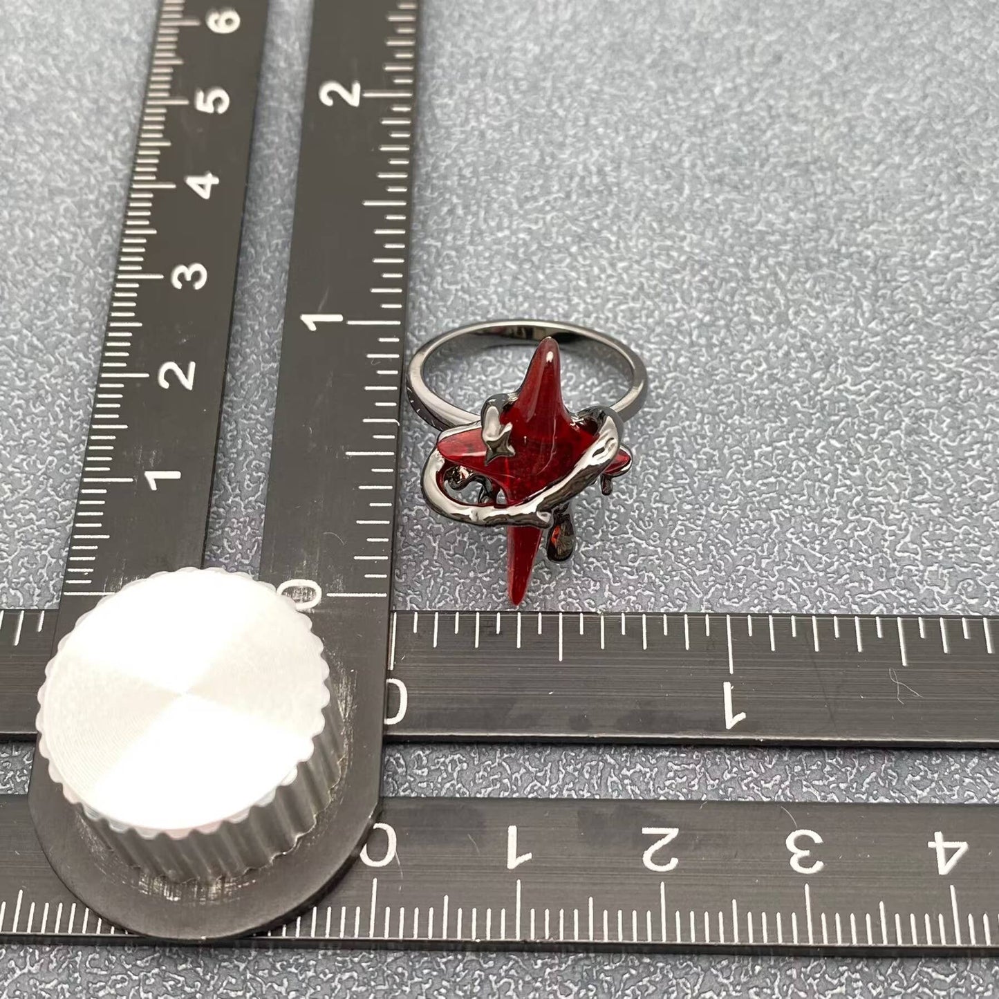 Gothic Red Star Adjustable Ring