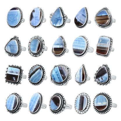Blue Owyhee Opal Rings ☆ Handmade, Silver-Plated, Soft Sky-Toned Gemstone