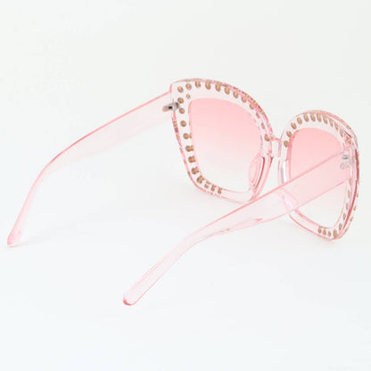 Glam Rhinestone Oversized Retro Cateye Sunglasses
