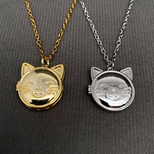 Cat Locket Charm Necklace
