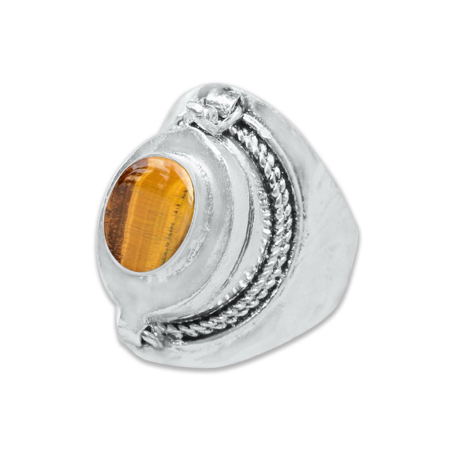 Handmade Silver-Plated Poison Rings with Semiprecious Gemstones