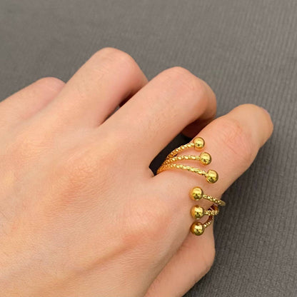 18K Gold Plated Stainless Steel Adjustable Bubble Ring