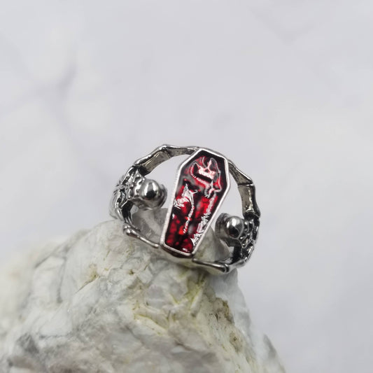 Coffin Ring with Double Skeletons