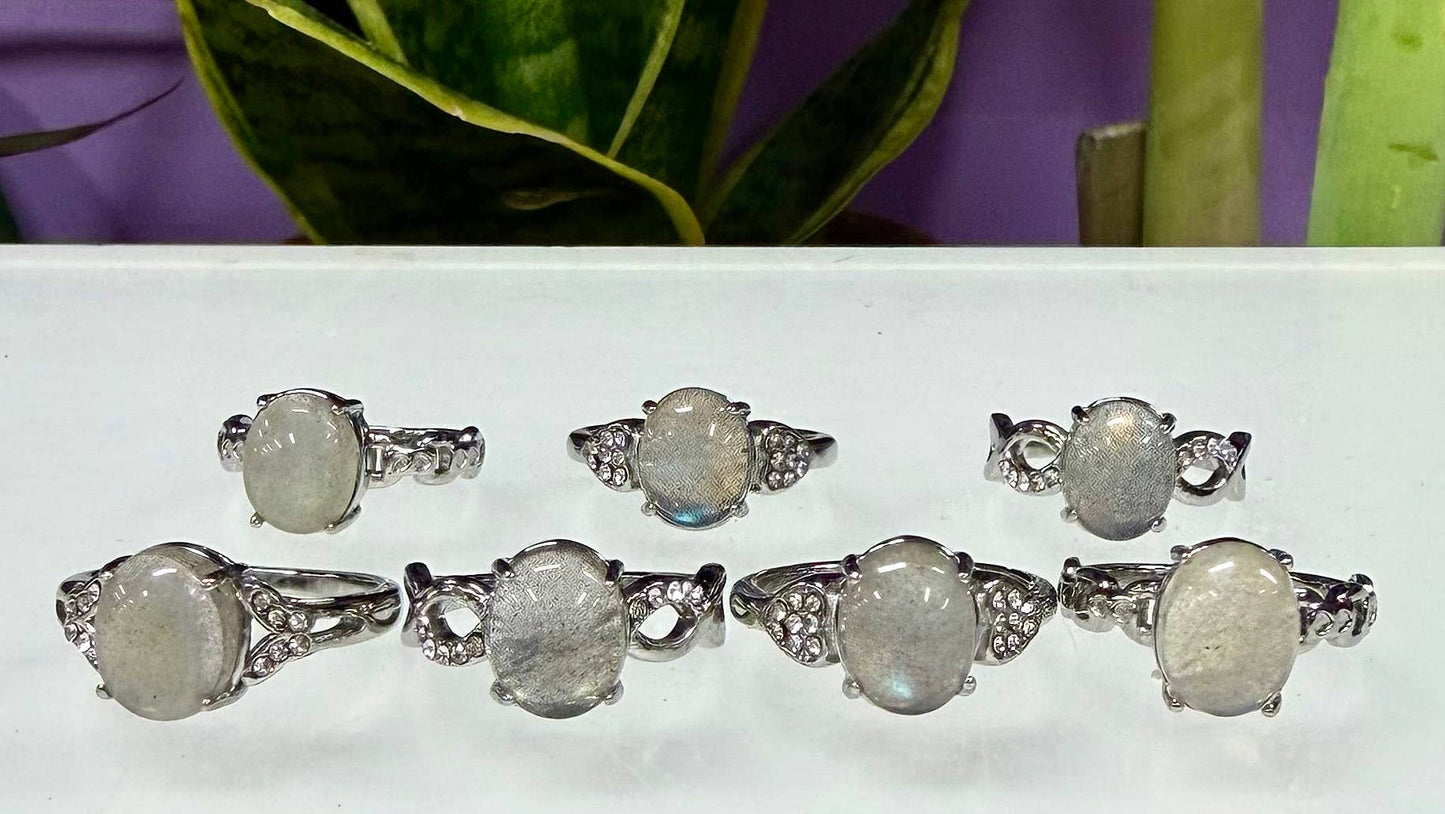 Natural Labradorite Stainless Steel Ring