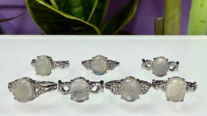 Natural Labradorite Stainless Steel Ring