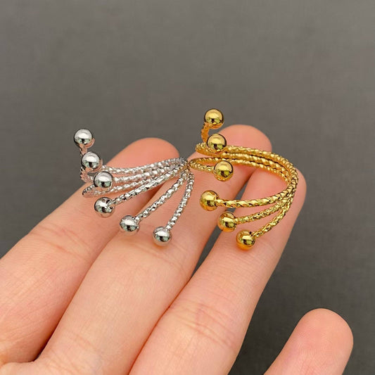 18K Gold Plated Stainless Steel Adjustable Bubble Ring