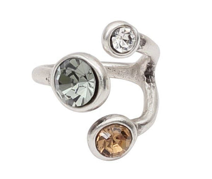 Handmade Brass Ring In 945 Silver Plated ☆ Swarovski Crystal