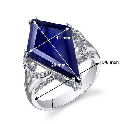 Created Blue Sapphire Special Cut Sterling Silver Ring Sz 5