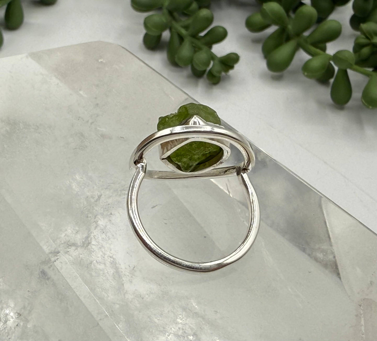 Peridiot Rough Gemstone 925 Sterling Silver Ring