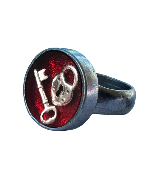 Ring - Shadow Box Lock and Key - Red