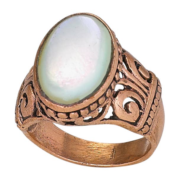 Prosperity Large Oval Mother of Pearl Bronze Ring