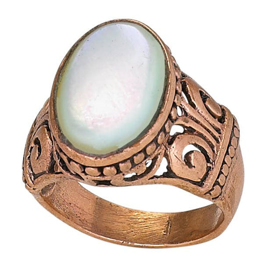 Prosperity Large Oval Mother of Pearl Bronze Ring