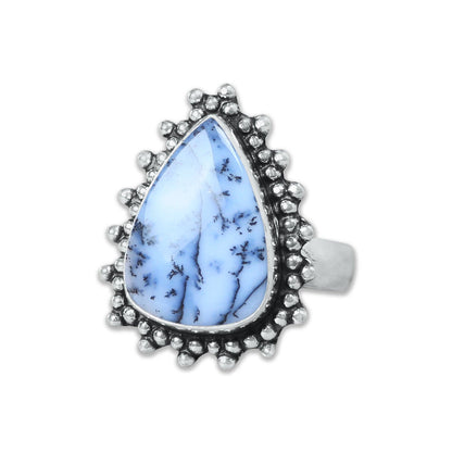 Dendrite Opal Ring ☆ Handmade, Silver-Plated (US Sizes 6–10)