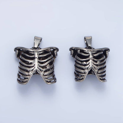 Stainless Steel Human Anatomy Rib Cage Pendant on Chain
