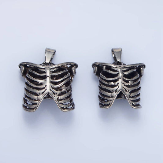 Stainless Steel Human Anatomy Rib Cage Pendant on Chain