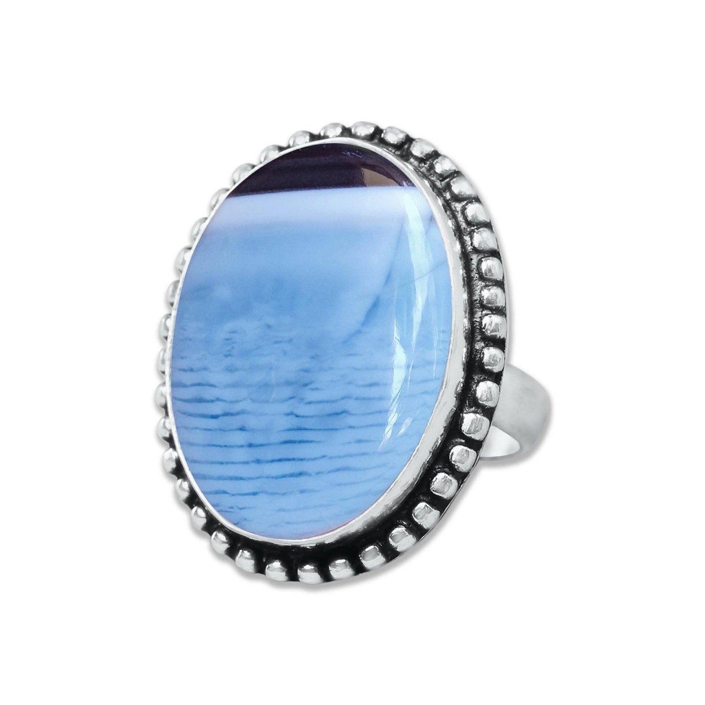 Blue Owyhee Opal Rings ☆ Handmade, Silver-Plated, Soft Sky-Toned Gemstone