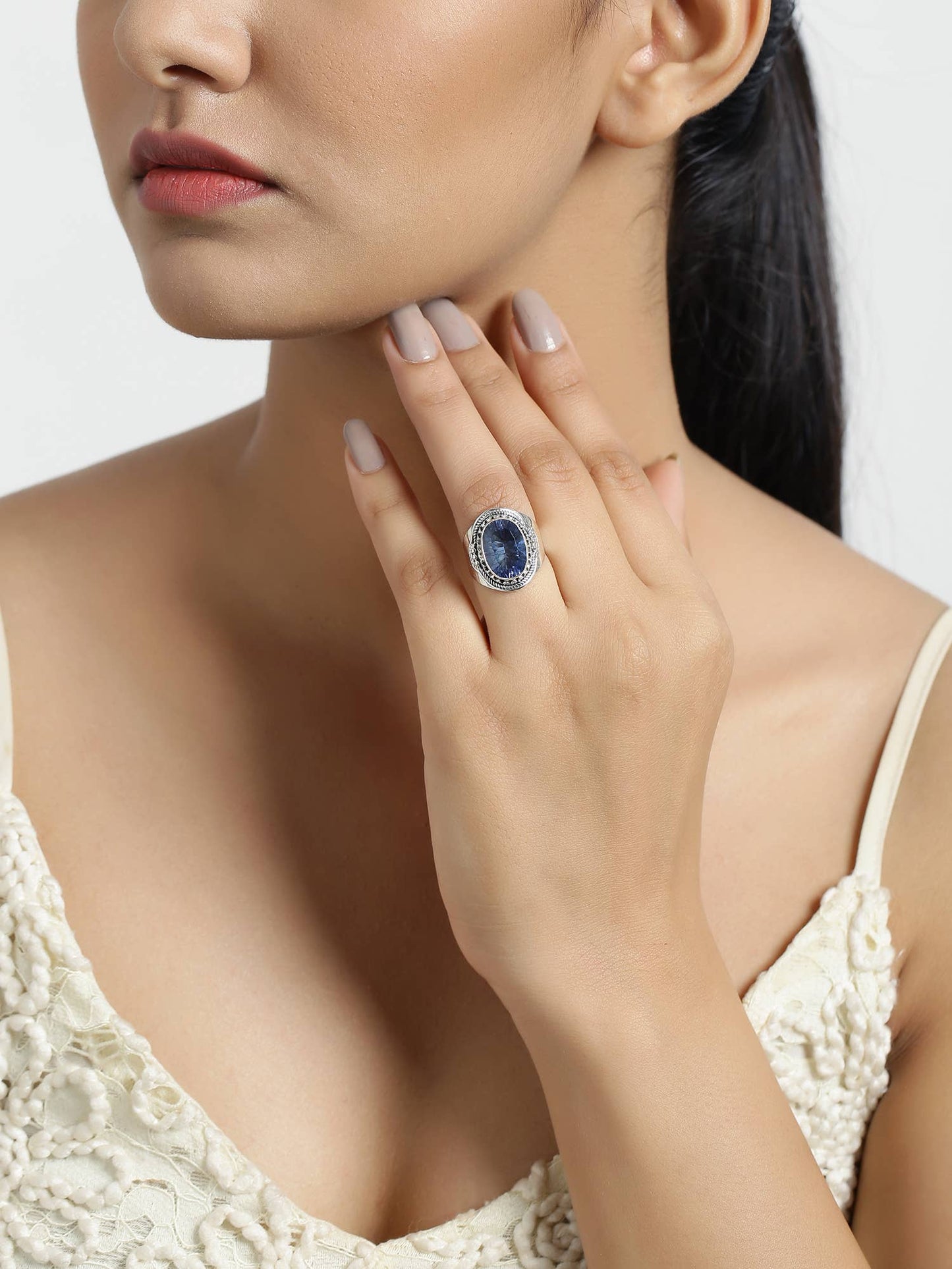 925 Silver Regal Blue Mystic Quartz Gemstone Ring