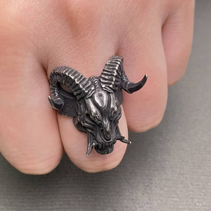 Horned Lucifer Stainless Steel Ring