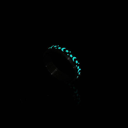 Luminous Sky Stainless Steel Star Moon Fidget Ring