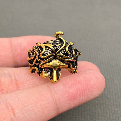 Stainless Steel Medusa Half Face Ring