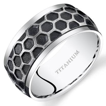 Men's Two Tone Hexagon Premium Titanium Band 10mm Size 7