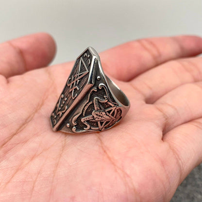 Lucifer's Sigil Coffin Shaped Ring
