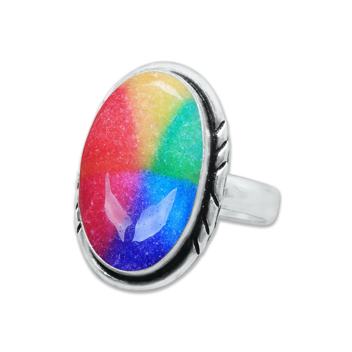 Rainbow Quartz Rings 🌈 Handmade & Silver-Plated, Colored Semiprecious Gemstone (US Sizes 6–10)