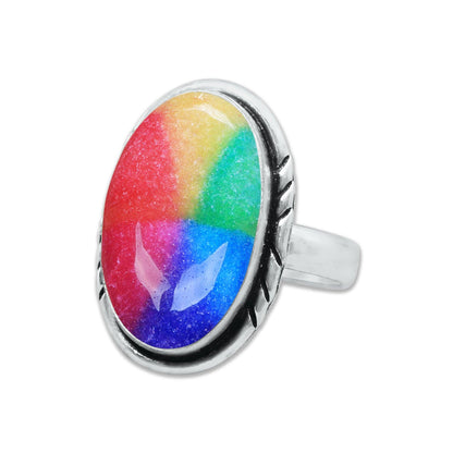 Rainbow Quartz Rings 🌈 Handmade & Silver-Plated, Colored Semiprecious Gemstone (US Sizes 6–10)