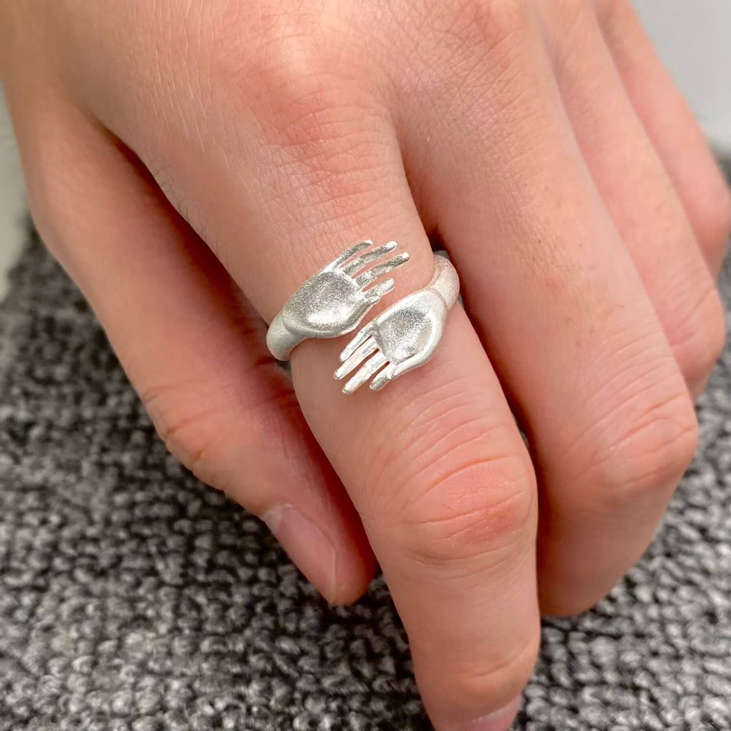 Frosted Hands Adjustable Ring