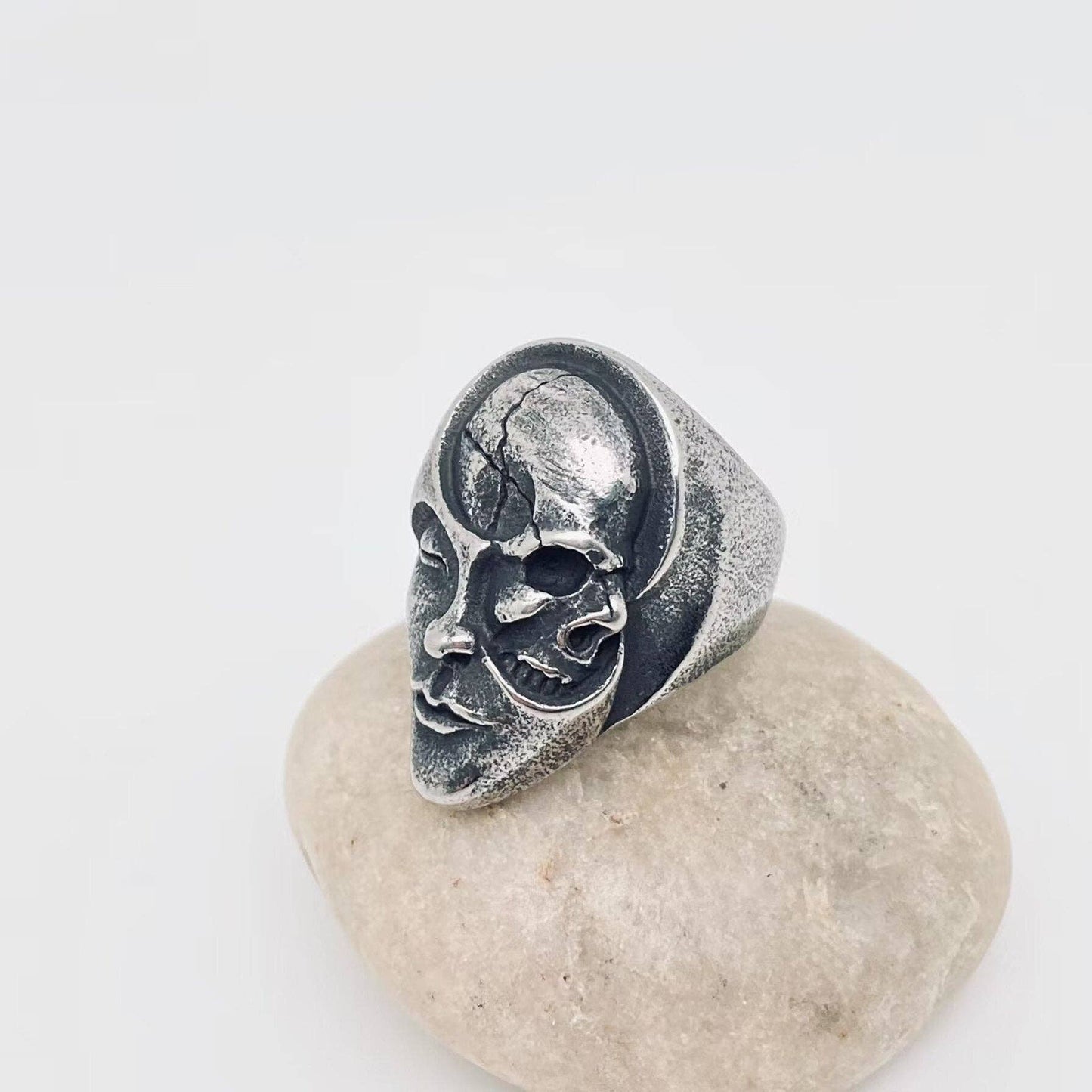 Double Face Gothic Stainless Steel Skull Ring