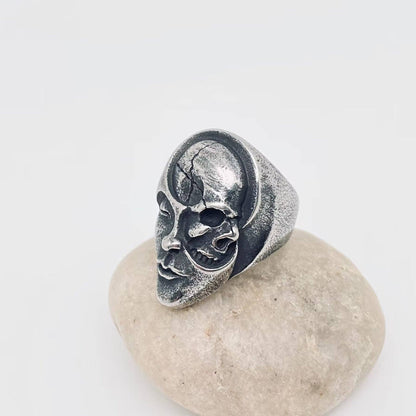 Double Face Gothic Stainless Steel Skull Ring